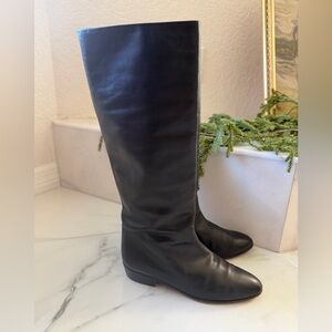 Anne Klein Black Leather Knee Boots/Made in Italy 🇮🇹